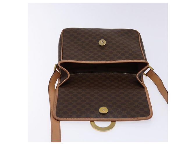 Céline CELINE Macadam Canvas Kreis Schultertasche aus PVC-Leder in Braun und Gold Auth 140226 Golden - Ansicht 18