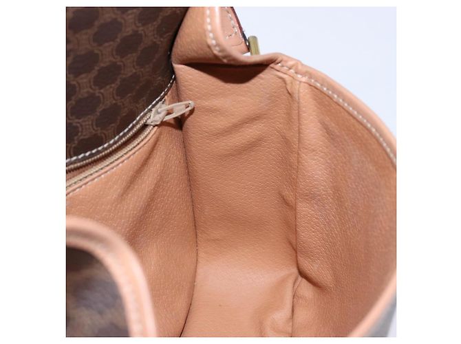 Céline CELINE Macadam Canvas Kreis Schultertasche aus PVC-Leder in Braun und Gold Auth 140226 Golden - Ansicht 19