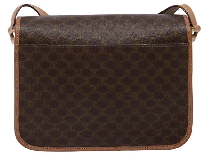 Céline CELINE Macadam Canvas Kreis Schultertasche aus PVC-Leder in Braun und Gold Auth 140226 Golden - Ansicht 2