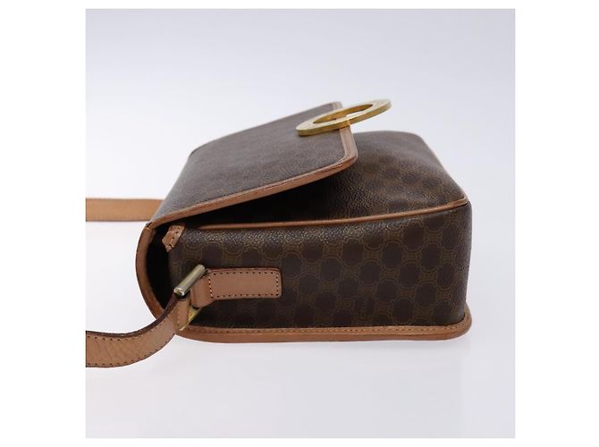 Céline CELINE Macadam Canvas Kreis Schultertasche aus PVC-Leder in Braun und Gold Auth 140226 Golden - Ansicht 4