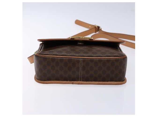 Céline CELINE Macadam Canvas Kreis Schultertasche aus PVC-Leder in Braun und Gold Auth 140226 Golden - Ansicht 5