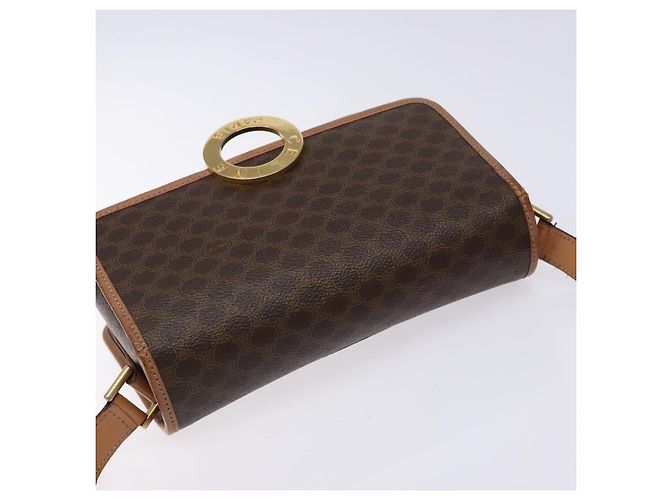 Céline CELINE Macadam Canvas Kreis Schultertasche aus PVC-Leder in Braun und Gold Auth 140226 Golden - Ansicht 6