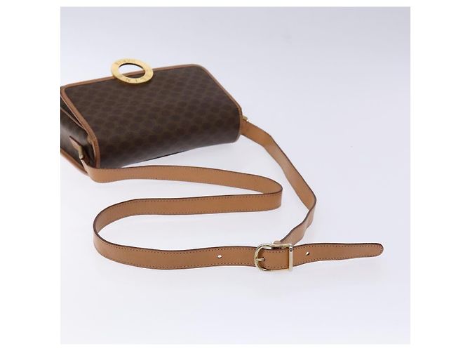 Céline CELINE Macadam Canvas Kreis Schultertasche aus PVC-Leder in Braun und Gold Auth 140226 Golden - Ansicht 7