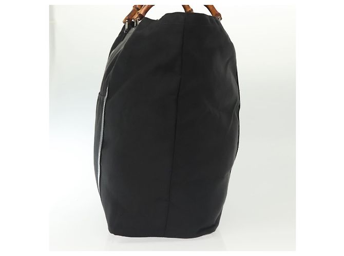 Borsa Tote in Nylon Nero Argento Gucci Bamboo 002 2058 0412 5 Auth ep10054 - vista 3