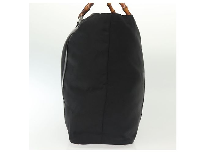 Borsa Tote in Nylon Nero Argento Gucci Bamboo 002 2058 0412 5 Auth ep10054 - vista 4