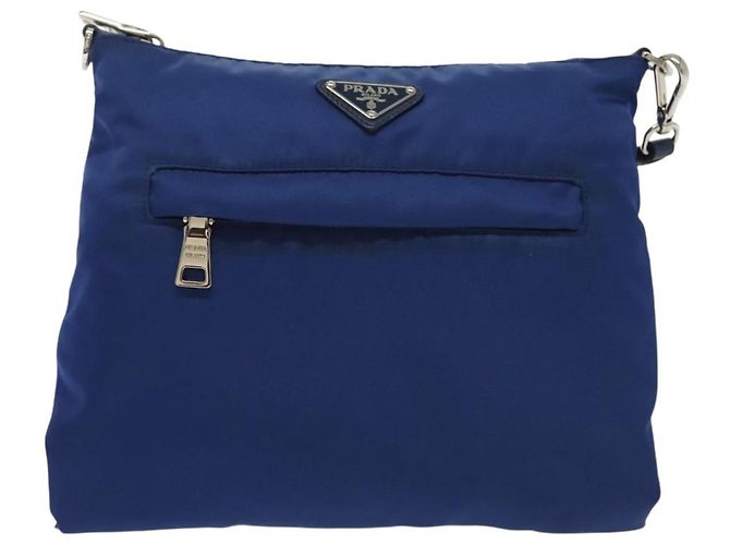 Bolso de Hombro PRADA de Nylon Azul Plata Auténtico 140970 - vista 13