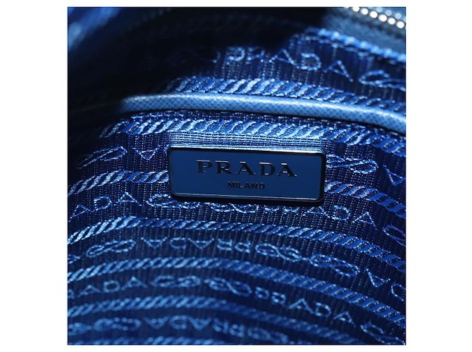Bolso de Hombro PRADA de Nylon Azul Plata Auténtico 140970 - vista 18