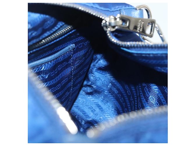 Bolso de Hombro PRADA de Nylon Azul Plata Auténtico 140970 - vista 19