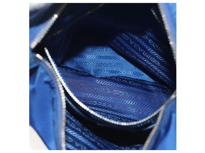 Bolso de Hombro PRADA de Nylon Azul Plata Auténtico 140970 - vista 21