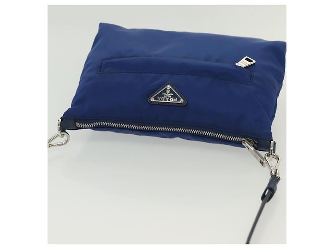 Bolso de Hombro PRADA de Nylon Azul Plata Auténtico 140970 - vista 6