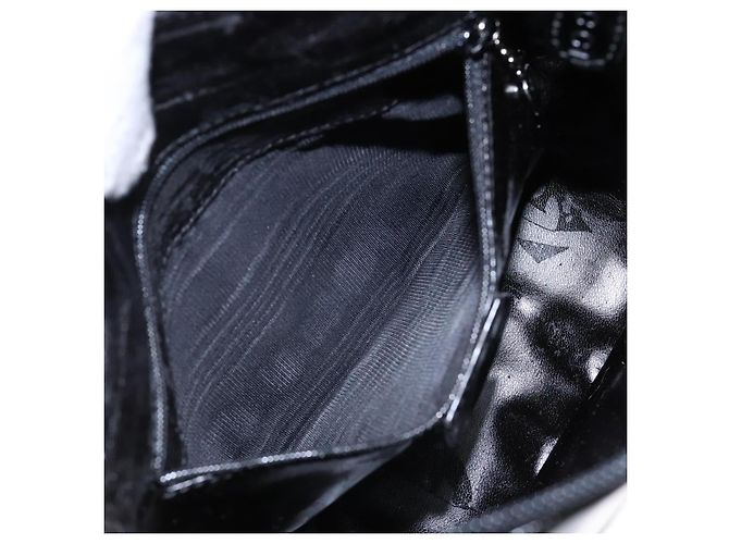 Borsa a Spalla GUCCI Pelle Verniciata Nera Argento 007 2046 0250 Auth ep10775 - vista 11