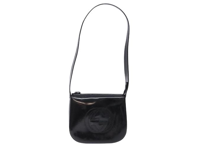 Borsa a Spalla GUCCI Pelle Verniciata Nera Argento 007 2046 0250 Auth ep10775 - vista 13