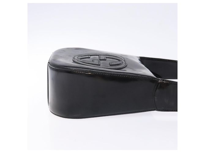 Borsa a Spalla GUCCI Pelle Verniciata Nera Argento 007 2046 0250 Auth ep10775 - vista 3