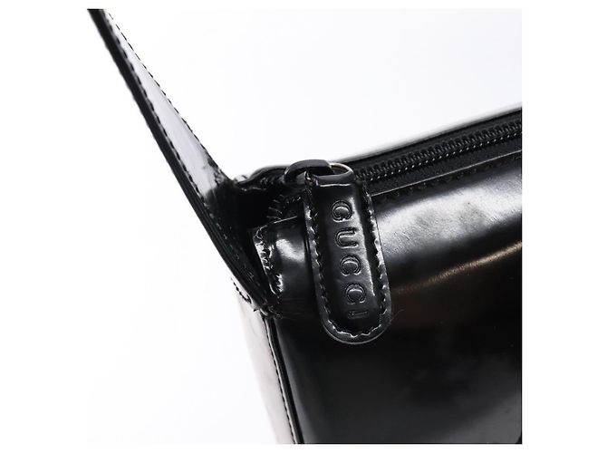 Borsa a Spalla GUCCI Pelle Verniciata Nera Argento 007 2046 0250 Auth ep10775 - vista 9