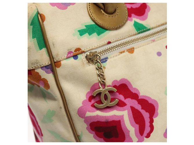 CHANEL Tote Bag Canvas Weiß Gold CC Auth bs29343 Golden - Ansicht 17