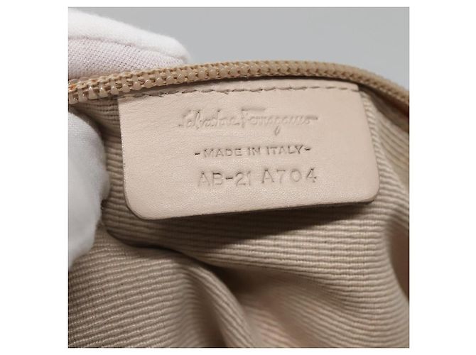 Borsa a Spalla Salvatore Ferragamo Nylon Beige Argento Autentica BA5336 - vista 12