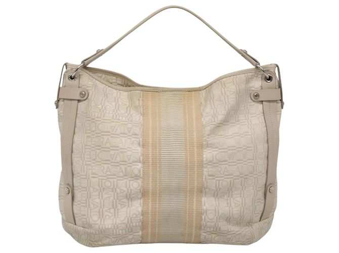 Borsa a Spalla Salvatore Ferragamo Nylon Beige Argento Autentica BA5336 - vista 13