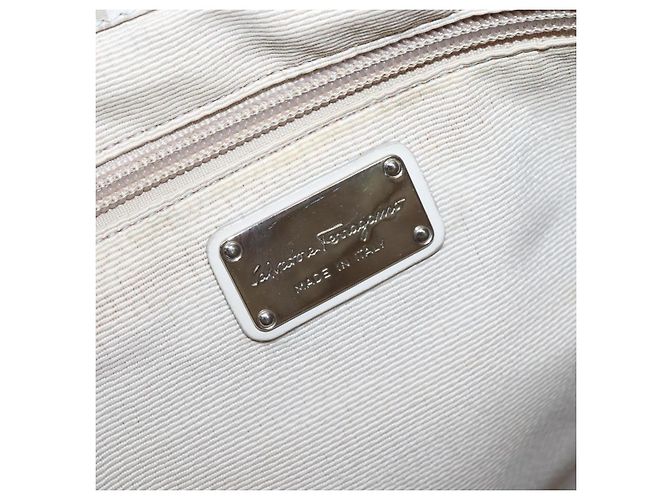 Borsa a Spalla Salvatore Ferragamo Nylon Beige Argento Autentica BA5336 - vista 17