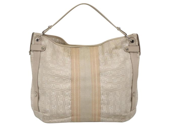 Borsa a Spalla Salvatore Ferragamo Nylon Beige Argento Autentica BA5336 - vista 2