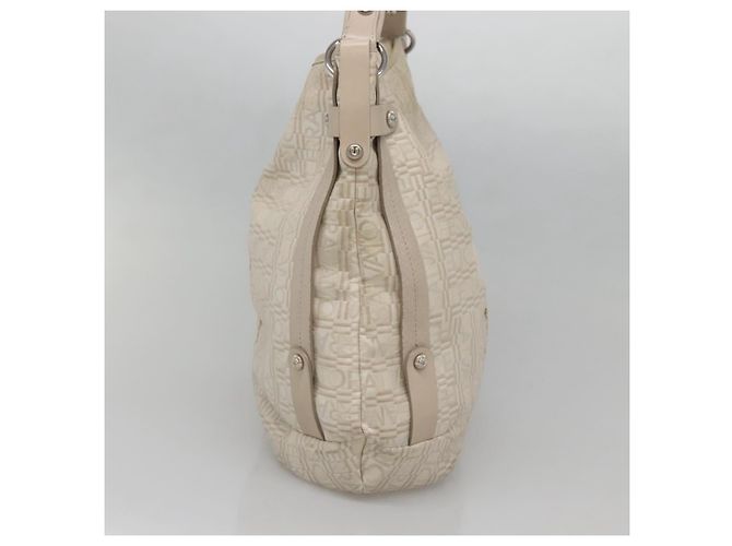 Borsa a Spalla Salvatore Ferragamo Nylon Beige Argento Autentica BA5336 - vista 4