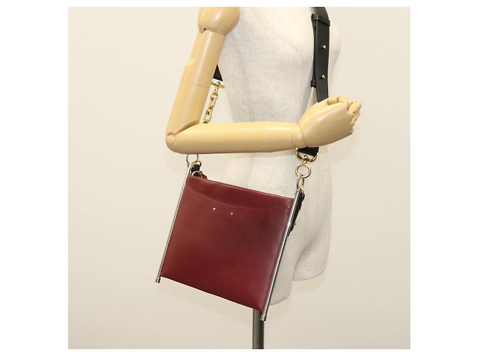 Chloé Chloe Schultertasche Leder 2way Bordeaux Gold Silber Auth bs29200 Golden - Ansicht 24