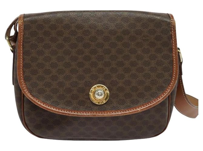 Céline CELINE Macadam Canvas Shoulder Bag PVC Leather Brown Gold Auth ep10815 Golden - view 13