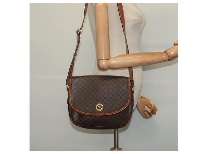 Céline CELINE Macadam Canvas Shoulder Bag PVC Leather Brown Gold Auth ep10815 Golden - view 22