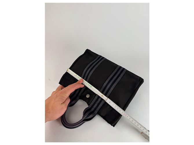 Hermès Vintage Hermes Mini Tote Bag aus Canvas Schwarz - Ansicht 12