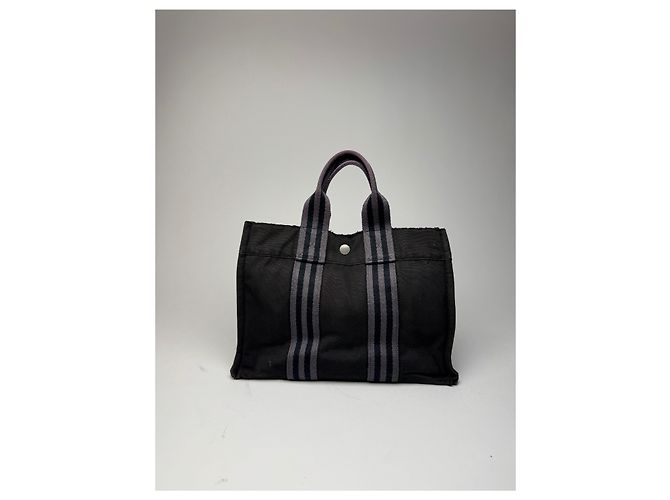 Hermès Vintage Hermes Mini Tote Bag aus Canvas Schwarz - Ansicht 3
