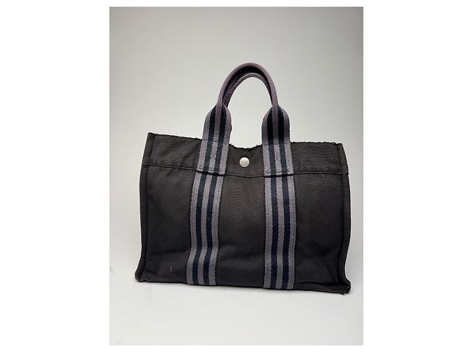 Hermès Vintage Hermes Mini Tote Bag aus Canvas Schwarz - Ansicht 7