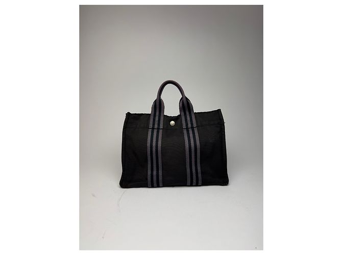 Hermès Vintage Hermes Mini Tote Bag aus Canvas Schwarz - Ansicht 9