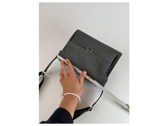 Vintage Marni 2-Wege Trunk Tasche Grau Schwarz - Ansicht 11
