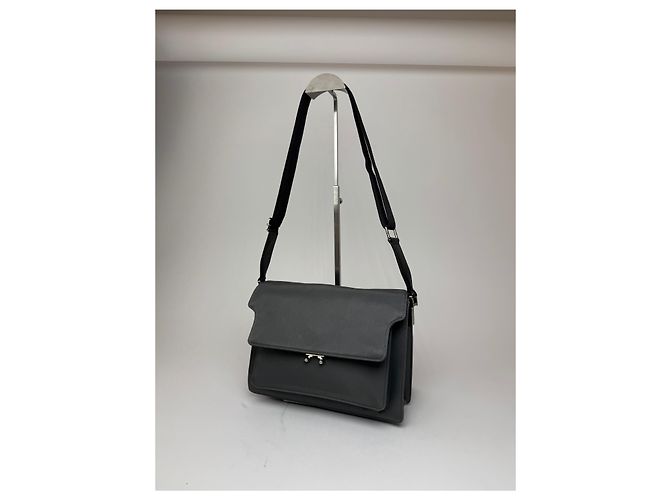 Vintage Marni 2-Wege Trunk Tasche Grau Schwarz - Ansicht 14