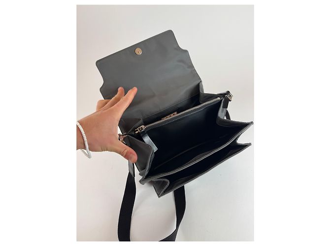 Vintage Marni 2-Wege Trunk Tasche Grau Schwarz - Ansicht 3