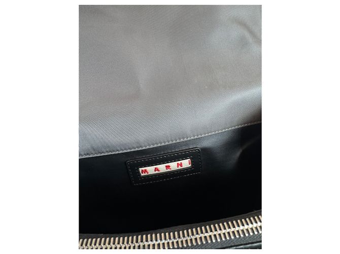 Vintage Marni 2-Wege Trunk Tasche Grau Schwarz - Ansicht 5