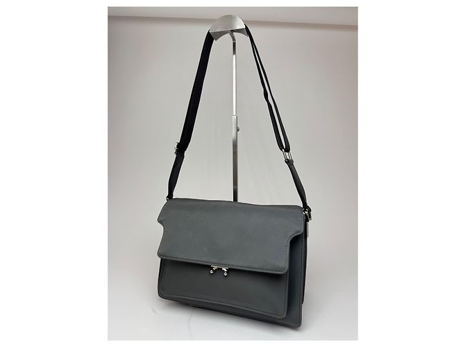 Vintage Marni 2-Wege Trunk Tasche Grau Schwarz - Ansicht 6
