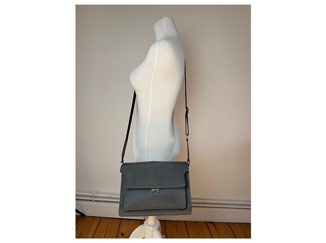 Vintage Marni 2-Wege Trunk Tasche Grau Schwarz - Ansicht 9