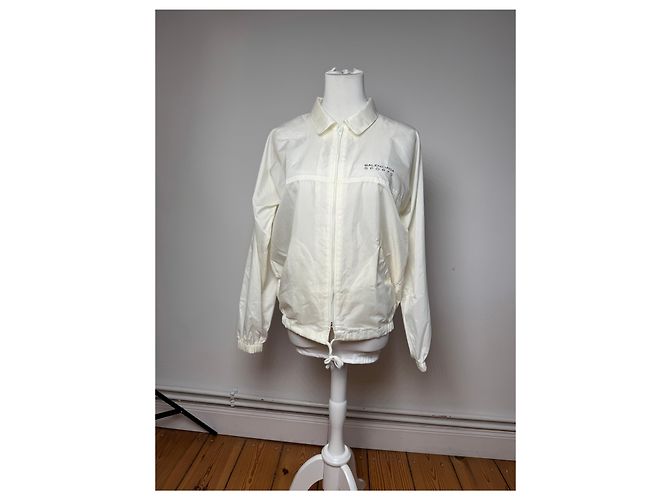 Vintage Balenciaga Polyester Blouson Weiß M - Ansicht 10