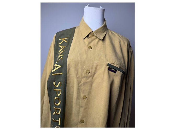 Autre Marque Camicia Vintage Kansai Yamamoto Gialla Nera L Verde - vista 14
