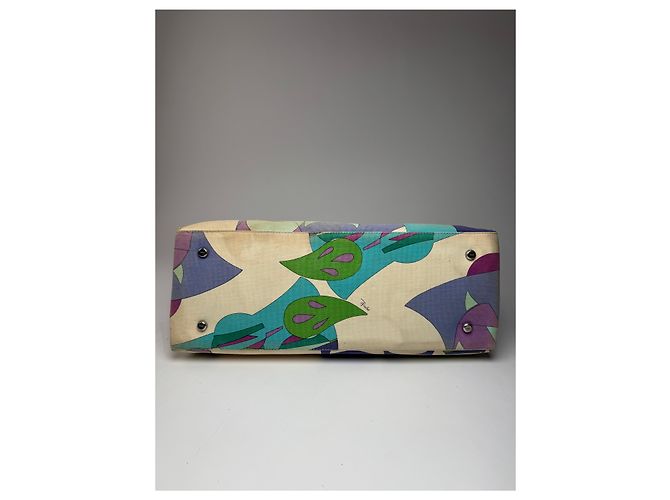 Vintage Emilio Pucci Handtasche in abstraktem Blauton Beige - Ansicht 13