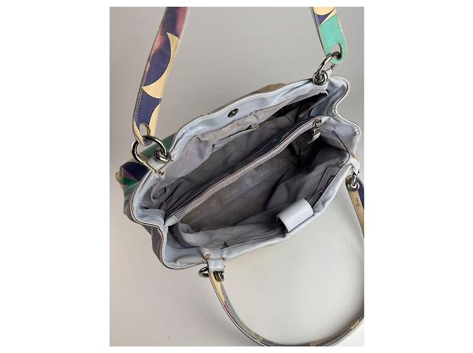 Vintage Emilio Pucci Handtasche in abstraktem Blauton Beige - Ansicht 3