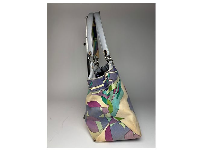 Vintage Emilio Pucci Handtasche in abstraktem Blauton Beige - Ansicht 4