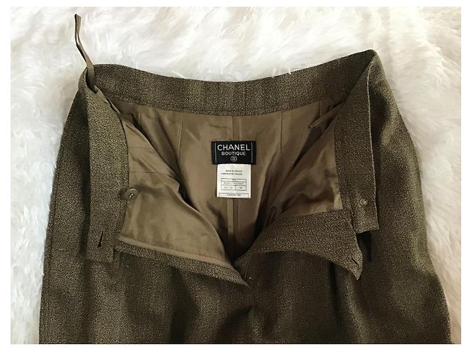 Pantalones Chanel de lana marrón Castaño - vista 3