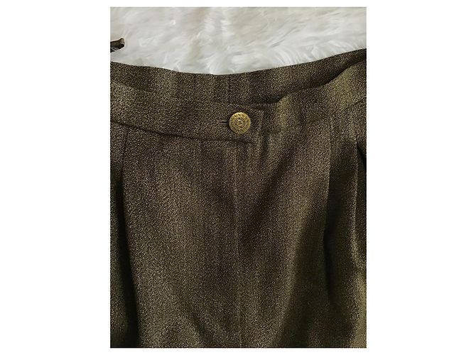 Pantalones Chanel de lana marrón Castaño - vista 7