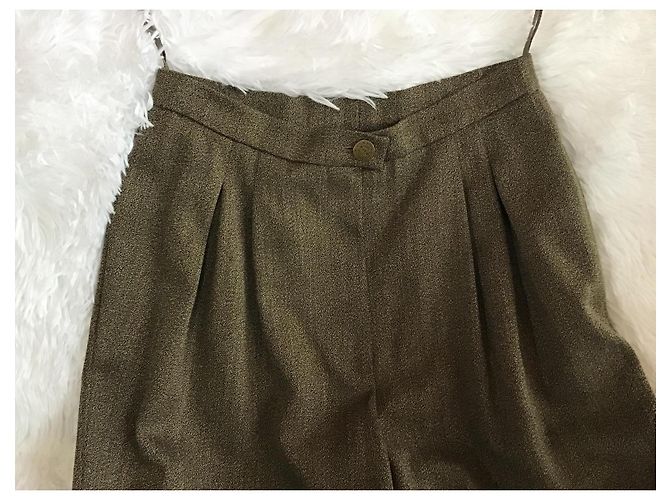 Pantalones Chanel de lana marrón Castaño - vista 8