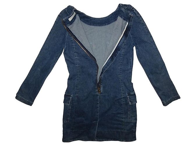 PIERRE BALMAIN LANGARMIGES DENIM-KLEID Blau - Ansicht 3