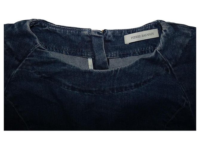 PIERRE BALMAIN LANGARMIGES DENIM-KLEID Blau - Ansicht 5