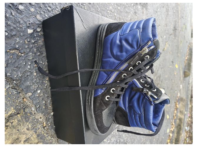 Sneakers Chanel Nere e Blu in Camoscio e Pelle Nero - vista 6