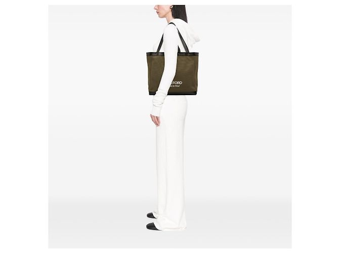 Tote T de lona marrón mediano Tom Ford - vista 10