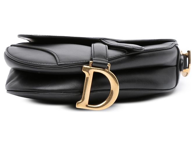 Borsa Saddle Mini Nera in Pelle di Vitello Liscia Dior Nero - vista 3